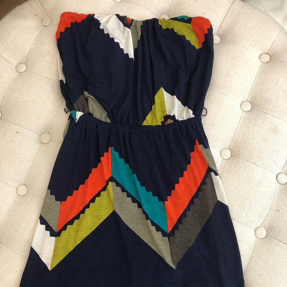 Colorful Strapless Chevron Dress